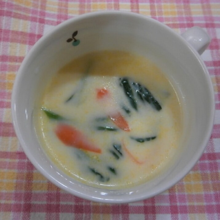 菜の花と人参の豆乳スープ